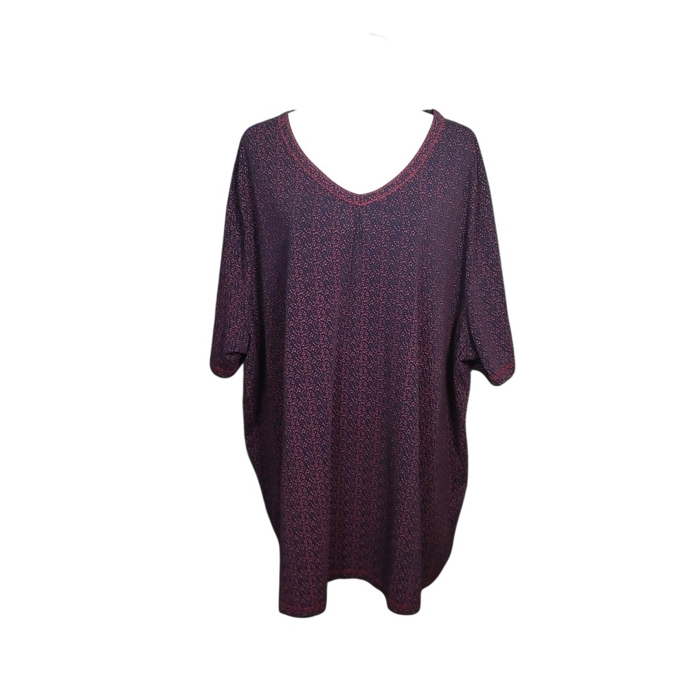 Ulla Popken Navy Red Top Micro Dot V-Neck Capsule Wardrobe Plus Size 32/34